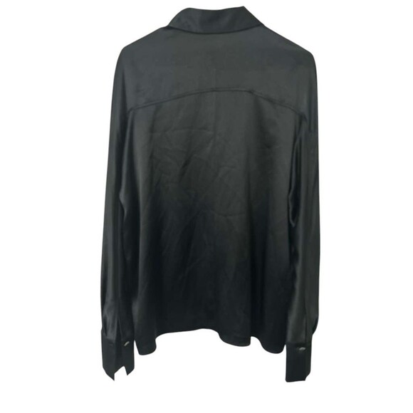 Vince Silk Blouse Long Sleeve Women's Large Black Top Plain - Picture 4 of 5